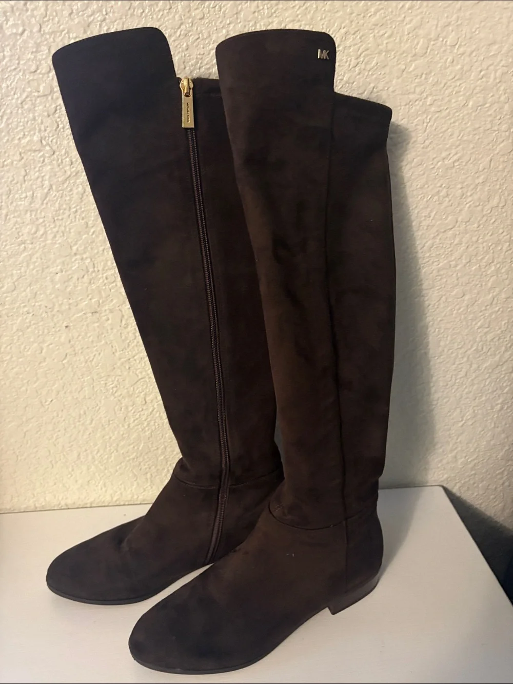 Michael Kors Men's Tall Dark Brown Suede Knee-High Boots